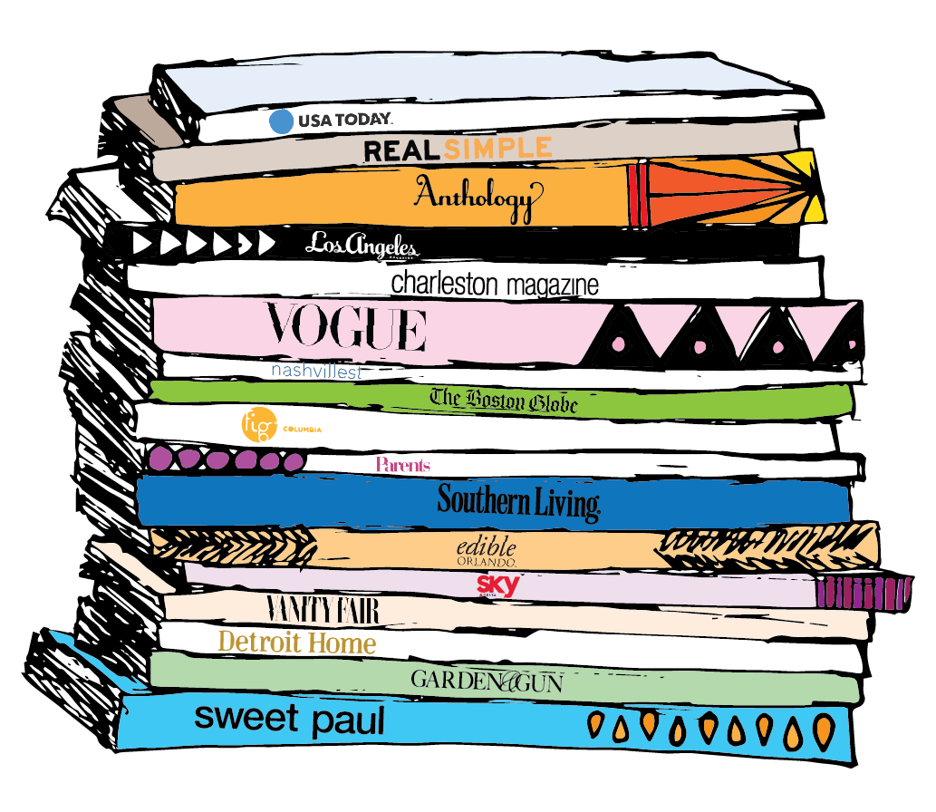 Illustration of stack of magazines